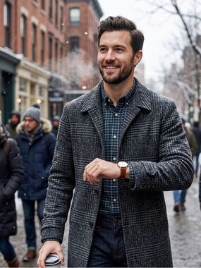 J. Crew Black and Gray Pea Coat